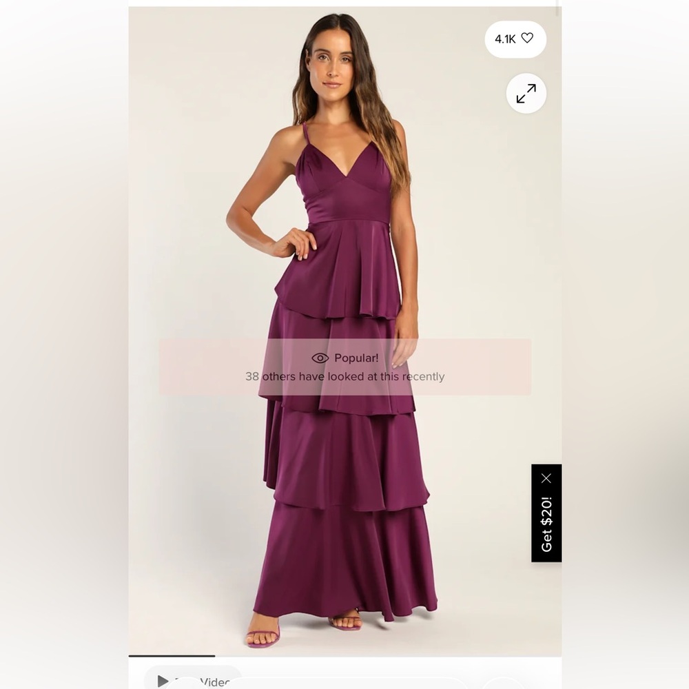 Tiered Plum Maxi Dress with V-Neck
